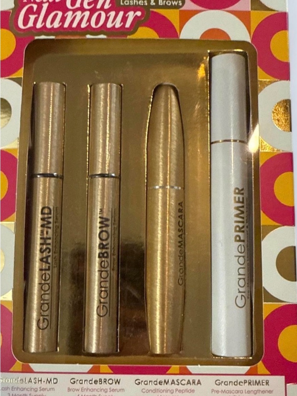 Grane Cosmetics Eye Set — Gold and White (Lash, Brow, Mascara, Primer)